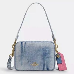 Coach Carey Crossbody Bag Loved Denim & Leather w/ Charms Gold/Light Indigo NWT